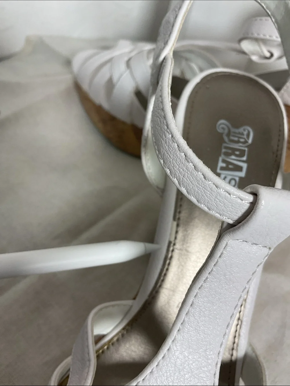 Brash White Strappy Cork Wedge Sandals Size 9 NWT